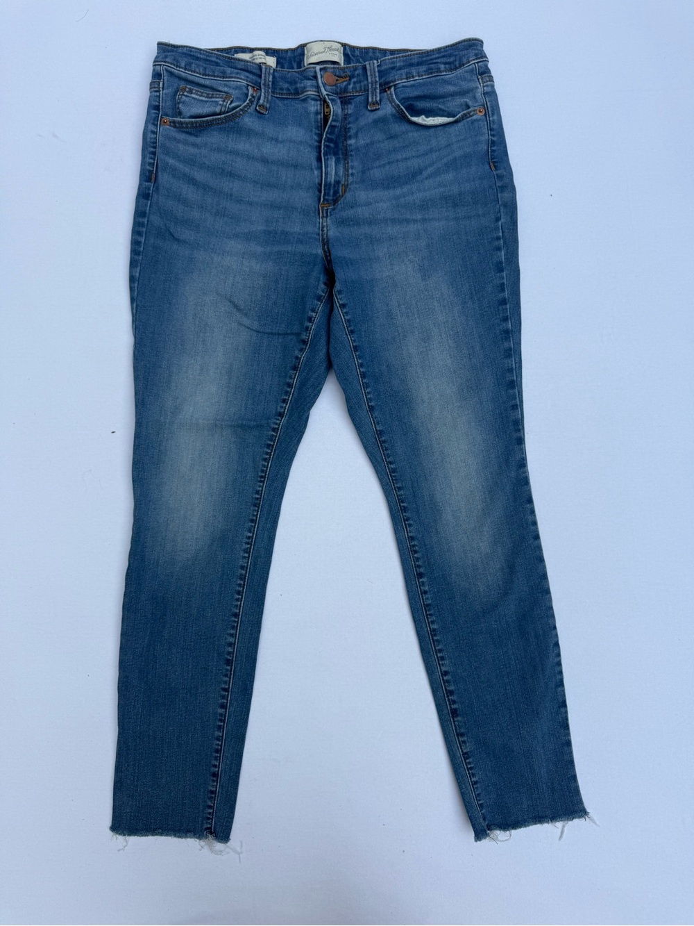 Universal Thread High Rise Skinny Jeans Womens 12 Blue Stretch Raw Hem